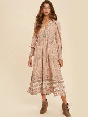 In Loom Floral Border Print Dress